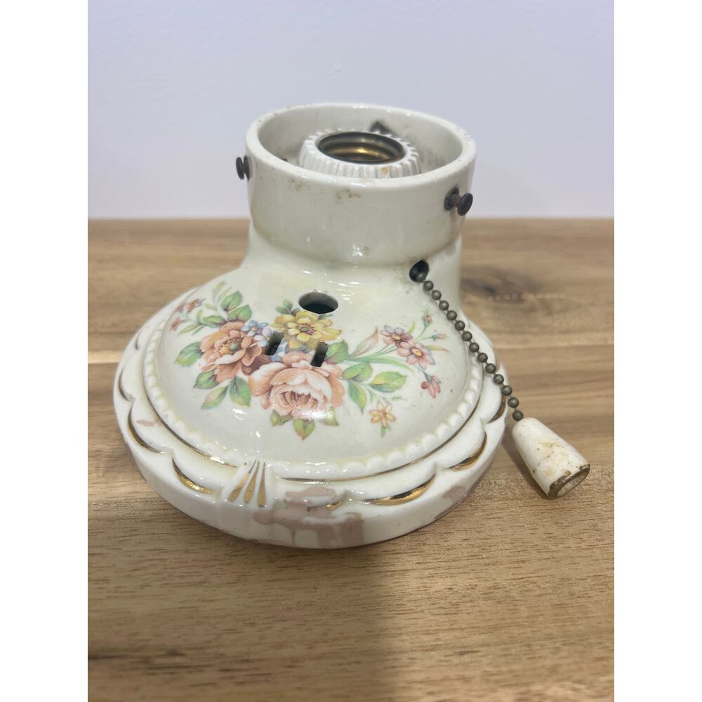 Vtg Floral Wall Sconce Light Fixture Porcelier Untested; Original Sticker - Picture 2 of 8